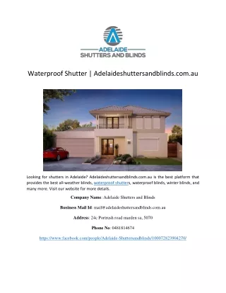 Waterproof Shutter | Adelaideshuttersandblinds.com.au