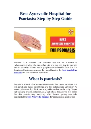 Best Ayurvedic Hospital for Psoriasis