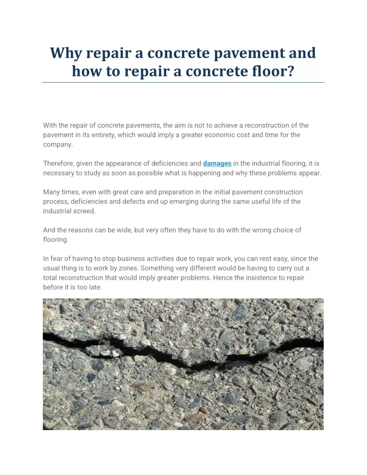 why repair a concrete pavement and how to repair