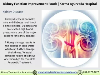 Kidney Function Improvement Foods - Karma Ayurveda Hospital