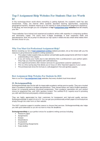 top 5 assignment help websites for students that
