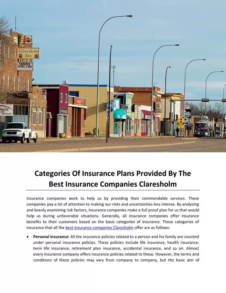 categories of insurance plans provided