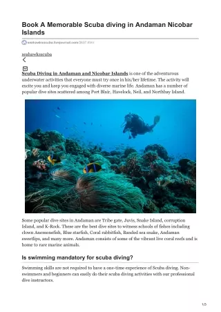 Book A Memorable Scuba diving in Andaman Nicobar Islands