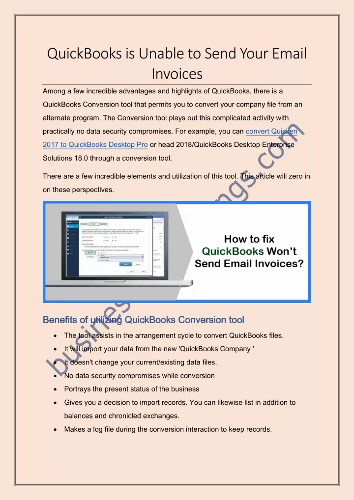 quickbooks is unable to send your email invoices