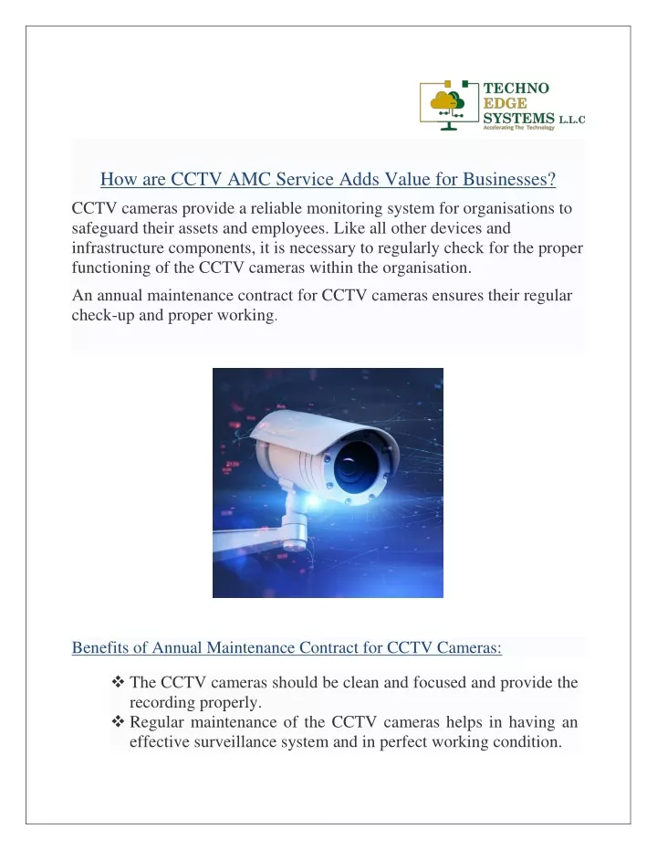 how are cctv amc service adds value