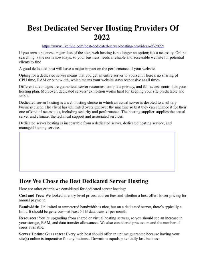best dedicated server hosting providers of 2022