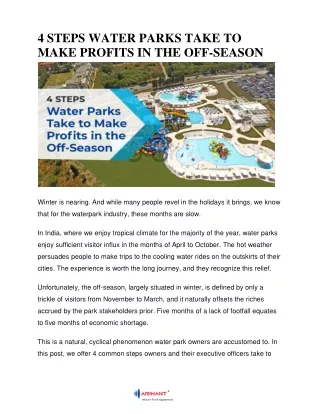 4 Steps Water Parks Take to Make Profits in the Off Season -Arihant Water Slides