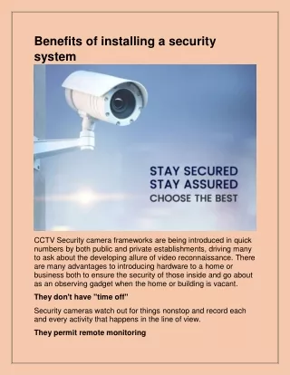 benefits of installing a security system