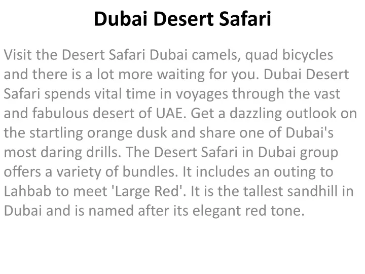 dubai desert safari