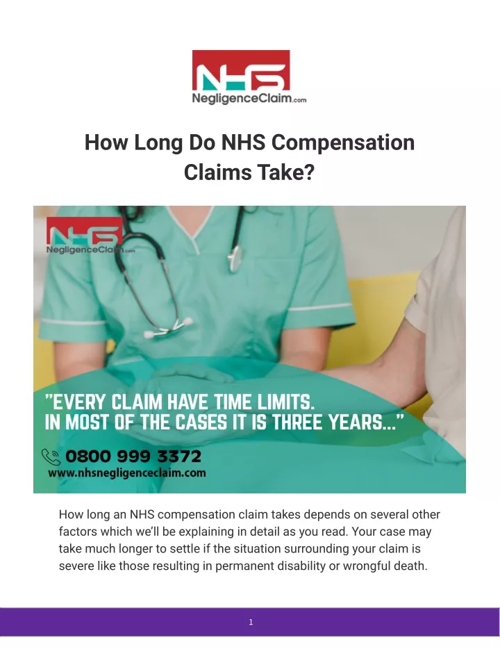 how long do nhs compensation claims take