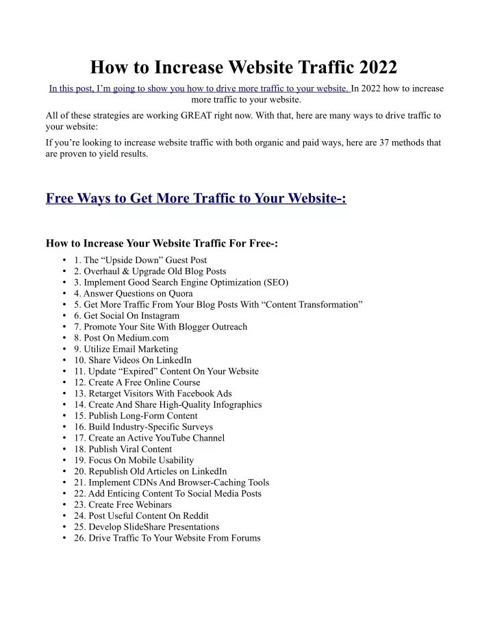 how to increase website traffic 2022