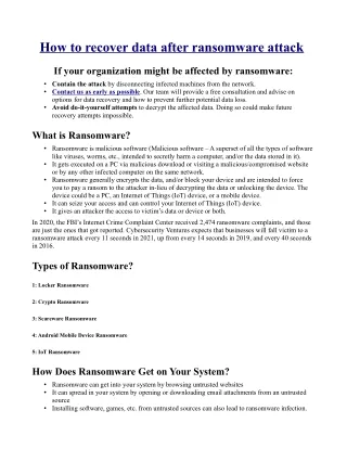 How to recover data after ransomware attack 2022