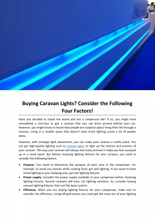 buying caravan lights consider the following four