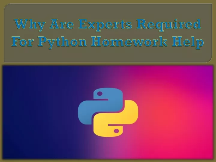 why are experts required for python homework help