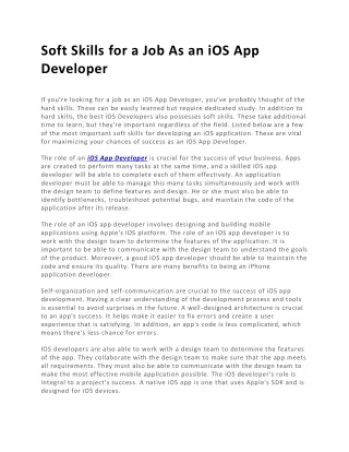 soft skills for a job as an ios app developer