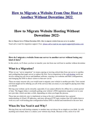 How to Migrate a Website From One Host to Another Without Downtime 2022