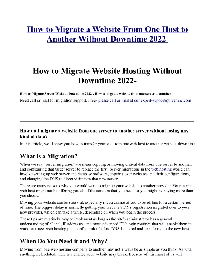 how to migrate a website from one host to another