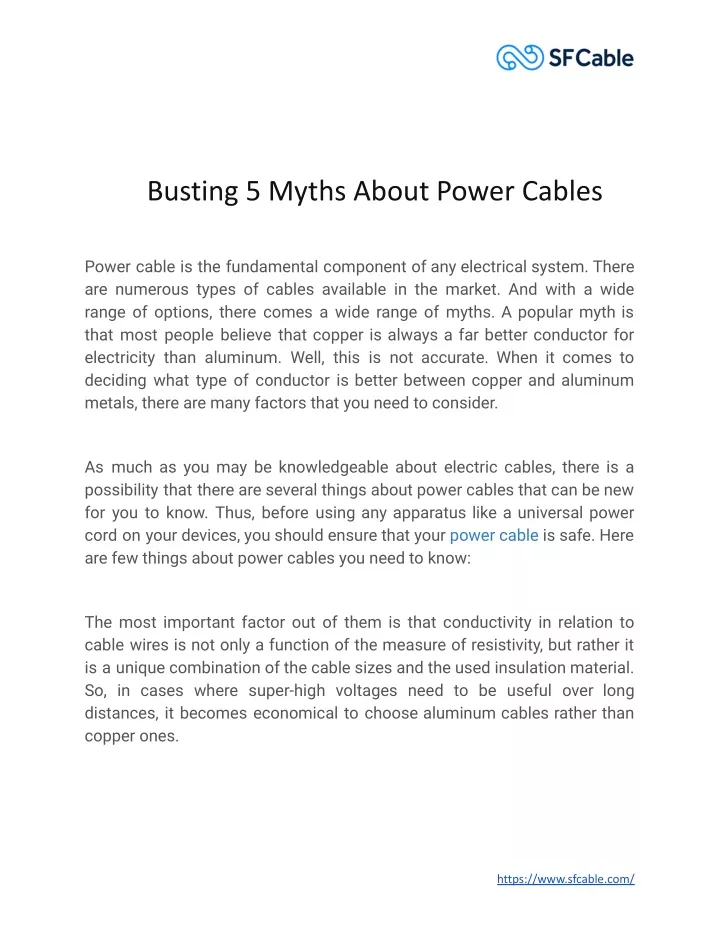 busting 5 myths about power cables