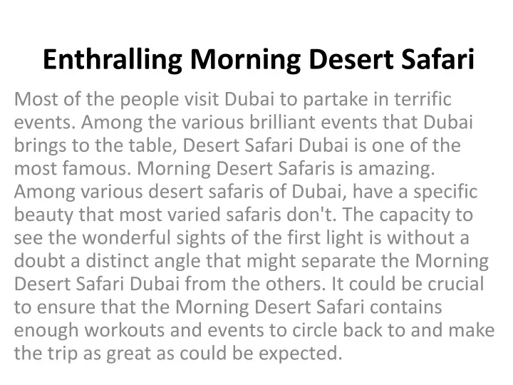 enthralling morning desert safari