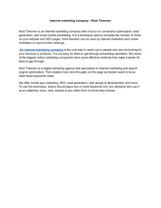Internet marketing company - Klick Theorem