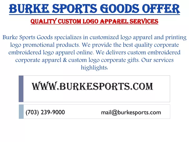 burke sports goods offer quality custom logo apparel services