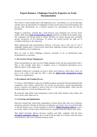 export business challenges faced by exporters