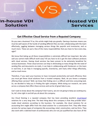 Get Effective Cloud Service from a Reputed Company