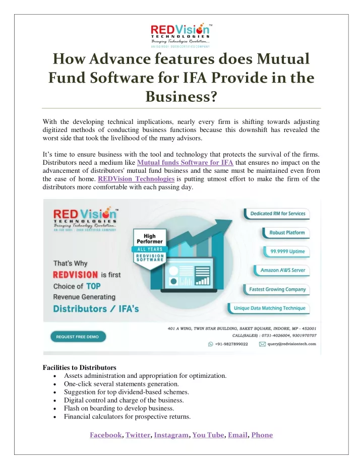 how advance features does mutual fund software