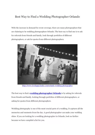Best way to Find a Wedding Photographer Orlando