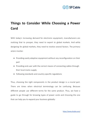 things to consider while choosing a power cord