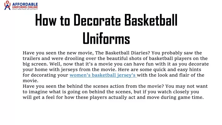 how to decorate basketball uniforms