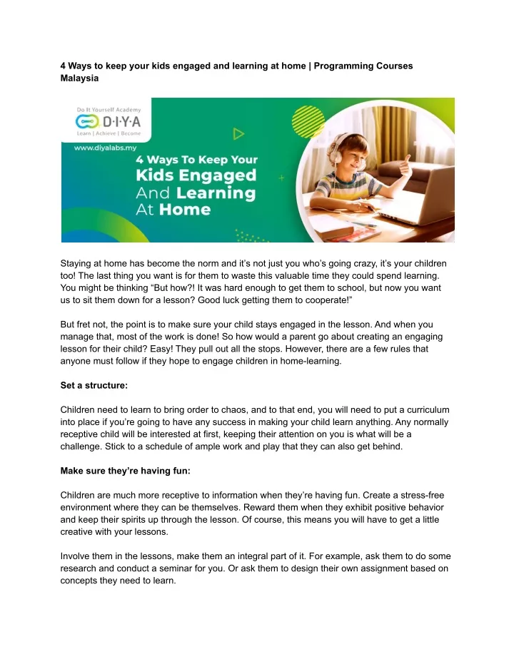 4 ways to keep your kids engaged and learning