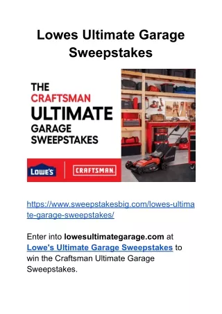 Lowes Ultimate Garage Sweepstakes