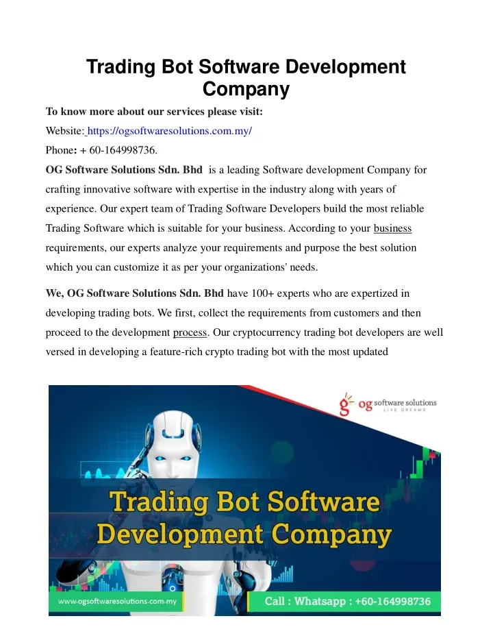 trading bot software development company to know