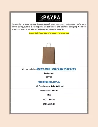 Brown Kraft Paper Bags Wholesale | Paypa.com.au