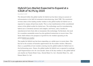 hybrid cars market expected to expand at a cagr