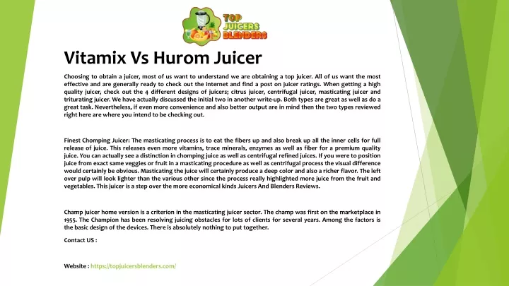 vitamix vs hurom juicer