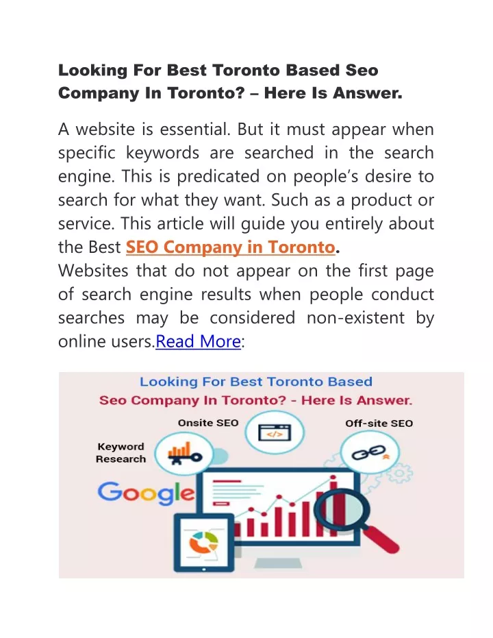 looking for best toronto based seo company