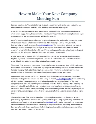 how to make your next company meeting fun