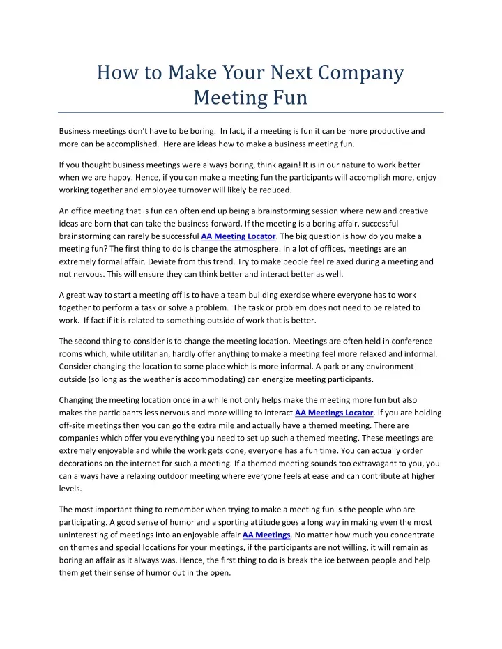 how to make your next company meeting fun