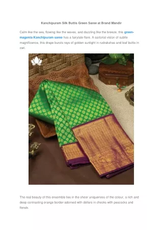 Kanchipuram Silk Buttis Green Saree at Brand Mandir