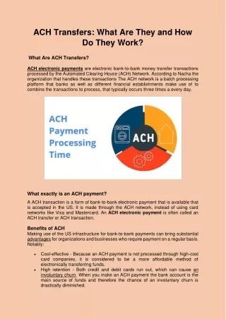 ach transfers what are they and how do they work