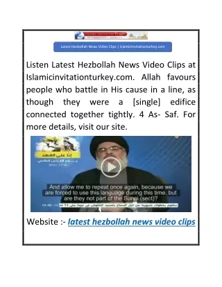 Latest Hezbollah News Video Clips  Islamicinvitationturkey.com