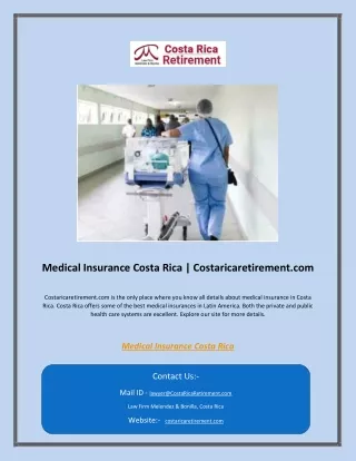 Medical Insurance Costa Rica | Costaricaretirement.com