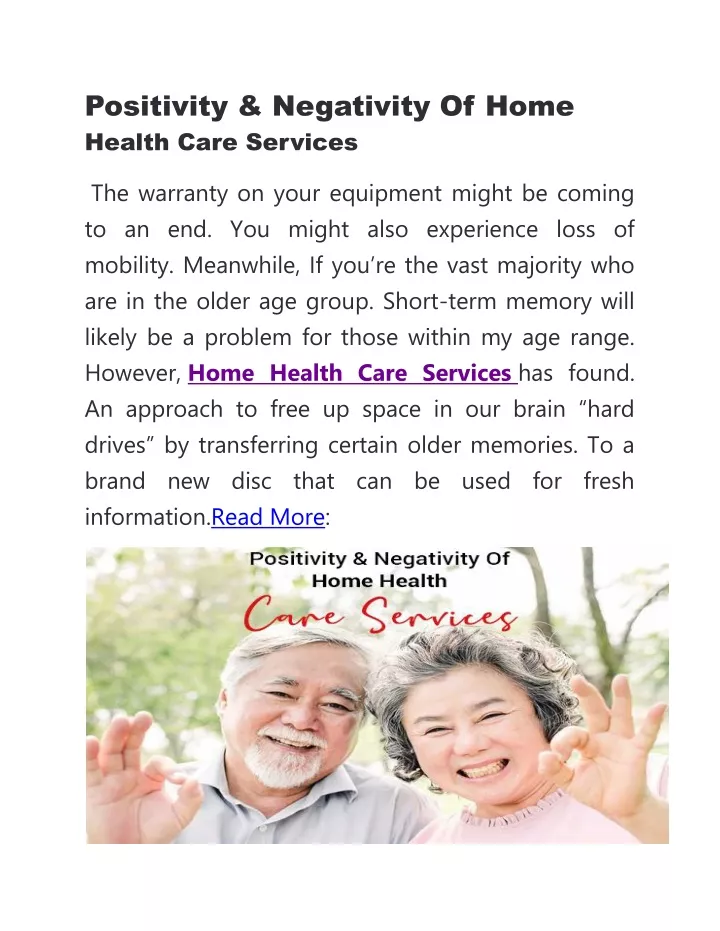 positivity negativity of home health care services