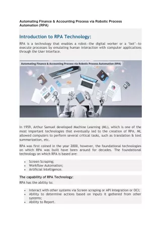 Introduction to RPA Technology