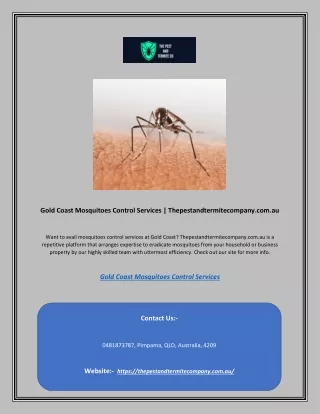 Gold Coast Mosquitoes Control Services | Thepestandtermitecompany.com.au