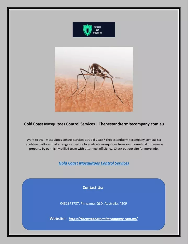 gold coast mosquitoes control services