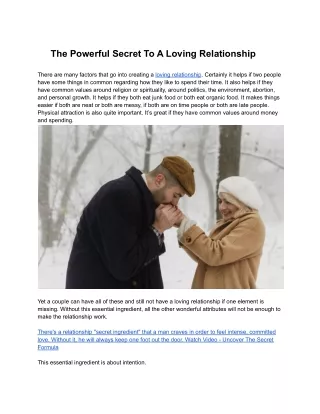 the powerful secret to a loving relationship
