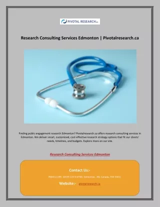 Research Consulting Services Edmonton | Pivotalresearch.ca